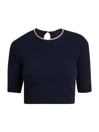 Giorgio Armani Women's Cashmere Contrast Neck Sweater In Blue