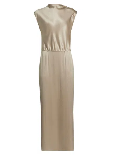 Giorgio Armani Women's Double Silk Satin Dress In Brown