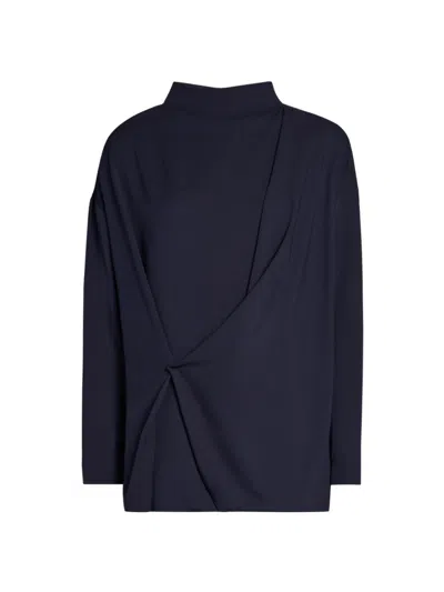 Giorgio Armani Women's Draped Silk Blouse In Blue