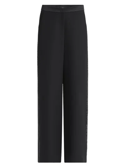 Giorgio Armani Women's Embellished Silk High-rise Straight-leg Pants In Black
