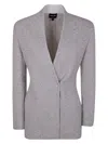 Giorgio Armani Woven Point Lapel Jacket In Grey