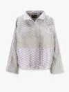 Giorgio Armani Hemp Jacket With French Collar And Multi-colored Pattern In Multicolor