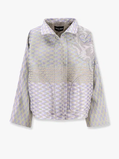 GIORGIO ARMANI GIORGIO ARMANI WOMEN JACQUARD HEMP, LINEN AND SILK CABAN