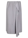 Giorgio Armani Double Satin Silk Skirt In Grey