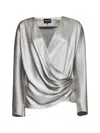 Giorgio Armani Women Grey Double Silk Satin Blouse In Gray