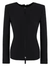 Giorgio Armani Bow-detail Zipped Jacket In Blue