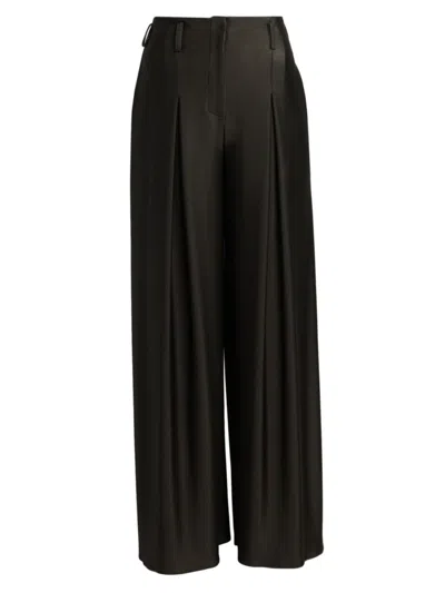 Giorgio Armani Wide-leg Silk Trousers In Coffee