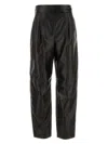 Giorgio Armani Black Leather Pant In Black