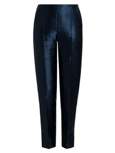 Giorgio Armani Women's Linen-silk Tapered Pants In Abyss Blue