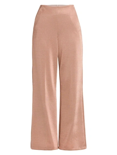 Giorgio Armani Women's Metallic Bonded Jersey Flare Trousers In Pink Gold