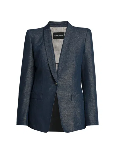 Giorgio Armani Women's Metallic Denim Blazer In Graphite