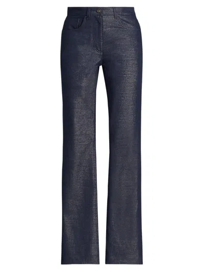 Giorgio Armani Women's Metallic Denim Pants In Gray