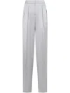 Giorgio Armani Grey Silk Satin Trousers With Double Pleats In Gray