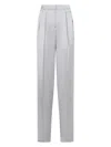 Giorgio Armani Grey Silk Satin Trousers With Double Pleats In Grey