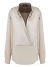 Giorgio Armani Draped Silk Long-sleeve Blouse In White