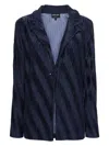 Giorgio Armani Long-sleeved Lapel Blazer In Blue