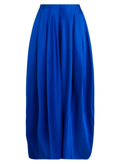 Giorgio Armani Women's Pleated Silk Satin Skirt In Blue