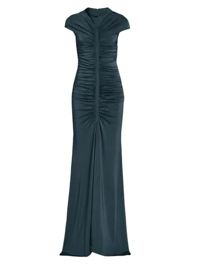 Giorgio Armani Women's Ruched Jersey Gown In Blue
