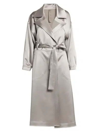 Giorgio Armani Women's Satin Oversized Trench Coat In Gray