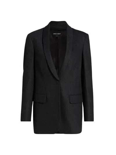 Giorgio Armani Women's Shawl Wool-blend Blazer In Black