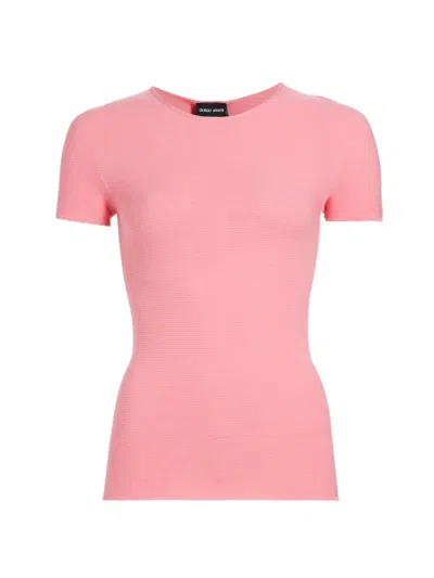 Giorgio Armani Women's Short-sleeve Jersey Knit Top In Blush Pink