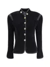 Giorgio Armani Women Silk Blazer With Decorative Metal Shank Buttons In Black