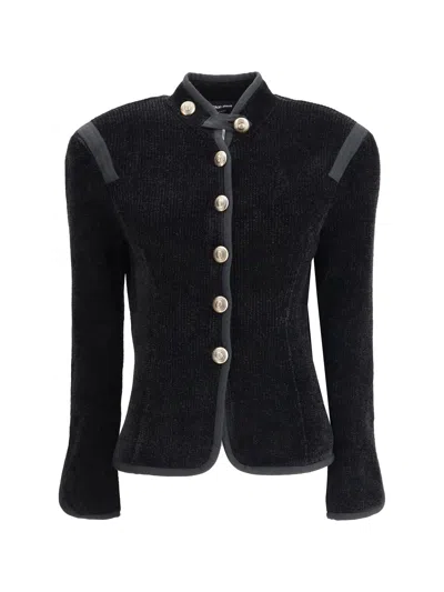 GIORGIO ARMANI GIORGIO ARMANI WOMEN SILK BLAZER WITH DECORATIVE METAL SHANK BUTTONS