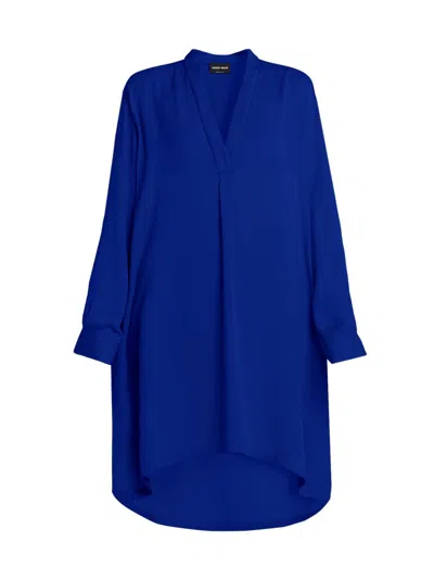 Giorgio Armani Women's Silk Georgette Tunic Blouse In Blue