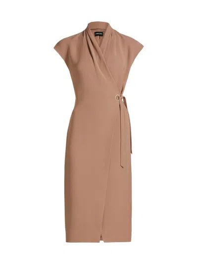 Giorgio Armani Women's Silk High Neck Wrap Dress In Brown