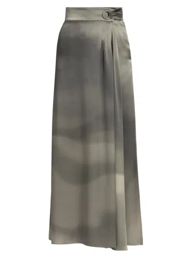 Giorgio Armani Women's Silk Maxi Skirt In Green