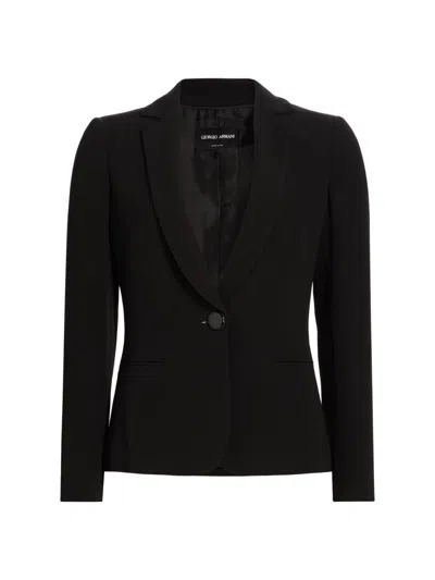 Giorgio Armani Women's Silk One-button Blazer In Black