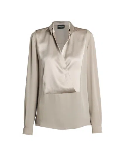 Giorgio Armani Women's Silk Paneled Blouse In Neutral