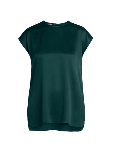Giorgio Armani Women's Silk Satin Cap-sleeve Top In Green
