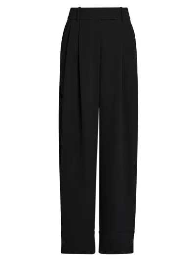 Giorgio Armani Women's Silk Straight-leg Pants In Black