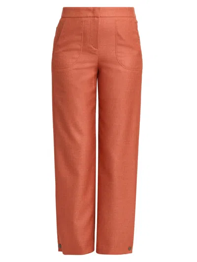 Giorgio Armani Women's Silk-wool Straight-leg Trousers In Orange