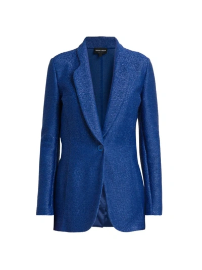 Giorgio Armani Women's Single-breasted Jacquard Jacket In Cobalt Blue