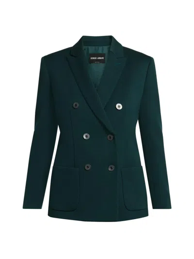 GIORGIO ARMANI WOMEN'S STRETCH WOOL DOUBLE-BREASTED JACKET