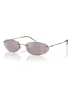 Giorgio Armani Womens Ar1508m Oval-frame Metal Sunglasses Silver In Matte Gunmetal