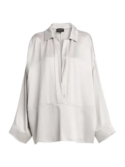 Giorgio Armani Women's Textured Tunic Shirt In Neutral