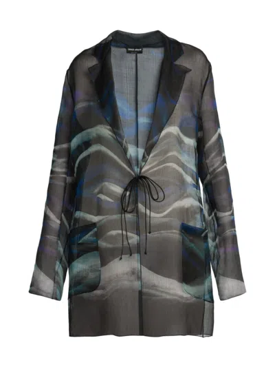 Giorgio Armani Women's Tie-front Silk Jacket In Printed