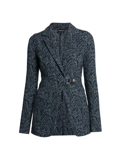 Giorgio Armani Official Store Single-breasted Jacket In Viscose Jacquard And Jersey Cashmere In Fantasia