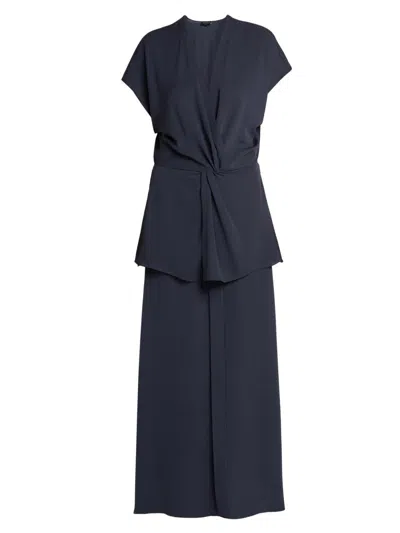 Giorgio Armani Women's Twist Silk Layered Maxi Dress In Blue