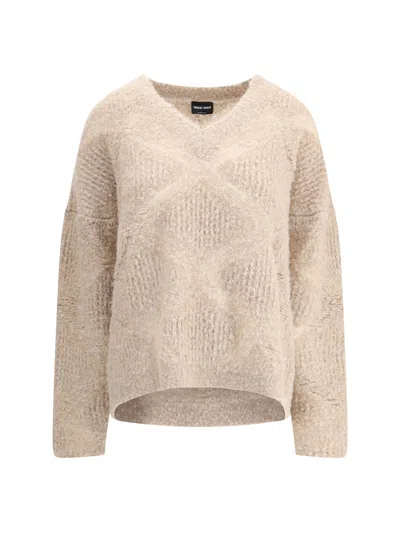 GIORGIO ARMANI GIORGIO ARMANI WOMEN V-NECK CASHMERE AND ALPACA BLEND SWEATER