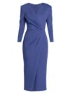 Giorgio Armani Women's V-neck Jersey Midi-dress In Blue