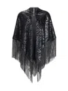 Giorgio Armani Women Velvet Shawl With Fringes In Black