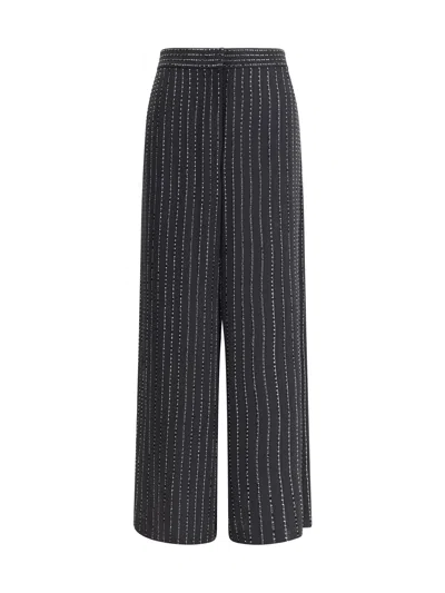 GIORGIO ARMANI GIORGIO ARMANI WOMEN WIDE-LEG SILK PANTS WITH STRASS