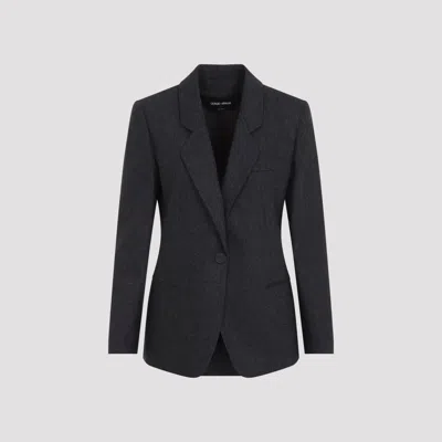 Giorgio Armani Swamp Wool Blazer In Black