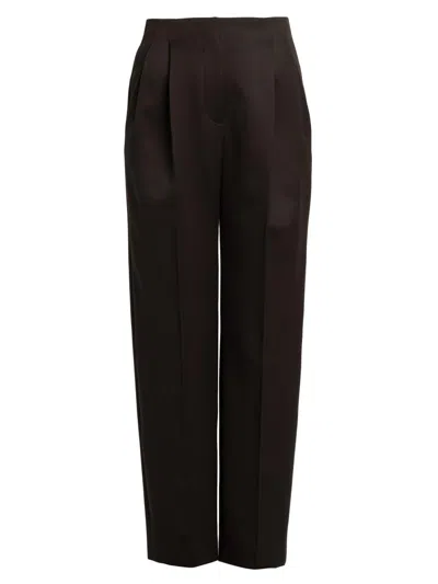 Giorgio Armani Women's Wool Pleated Trousers In Brown