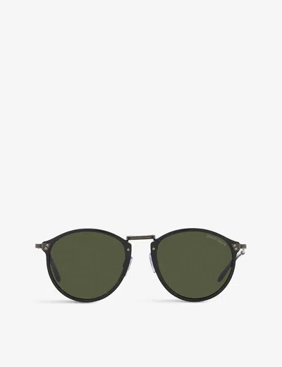 Giorgio Armani Ar318sm Round-frame Acetate And Metal Sunglasses In Black