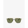 Giorgio Armani Womens Ar6110 Metal Square-frame Sunglasses Black In Black